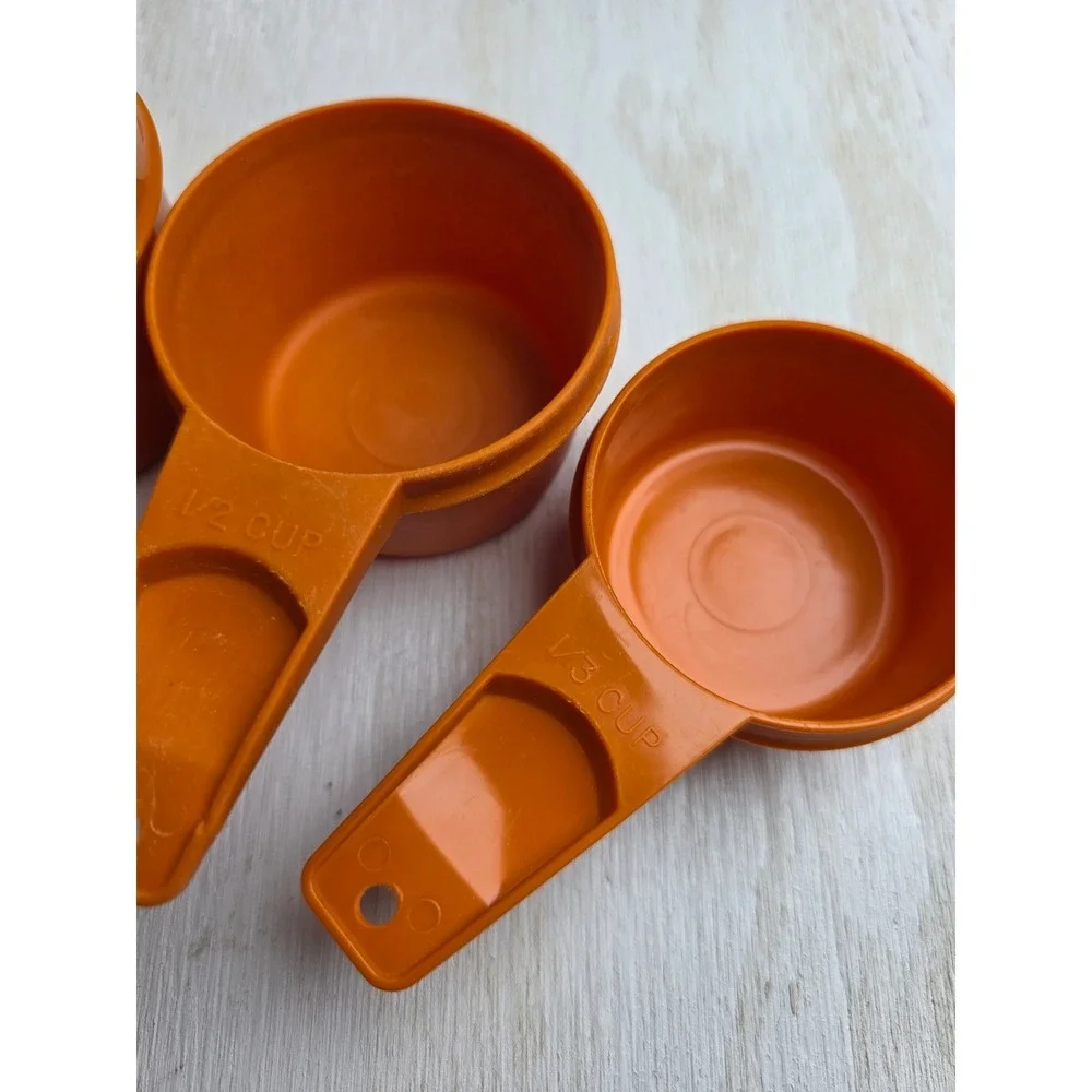 Vintage Tupperware Measuring Cup Set 4pc Burnt Orange Retro Kitchen 70s Boho